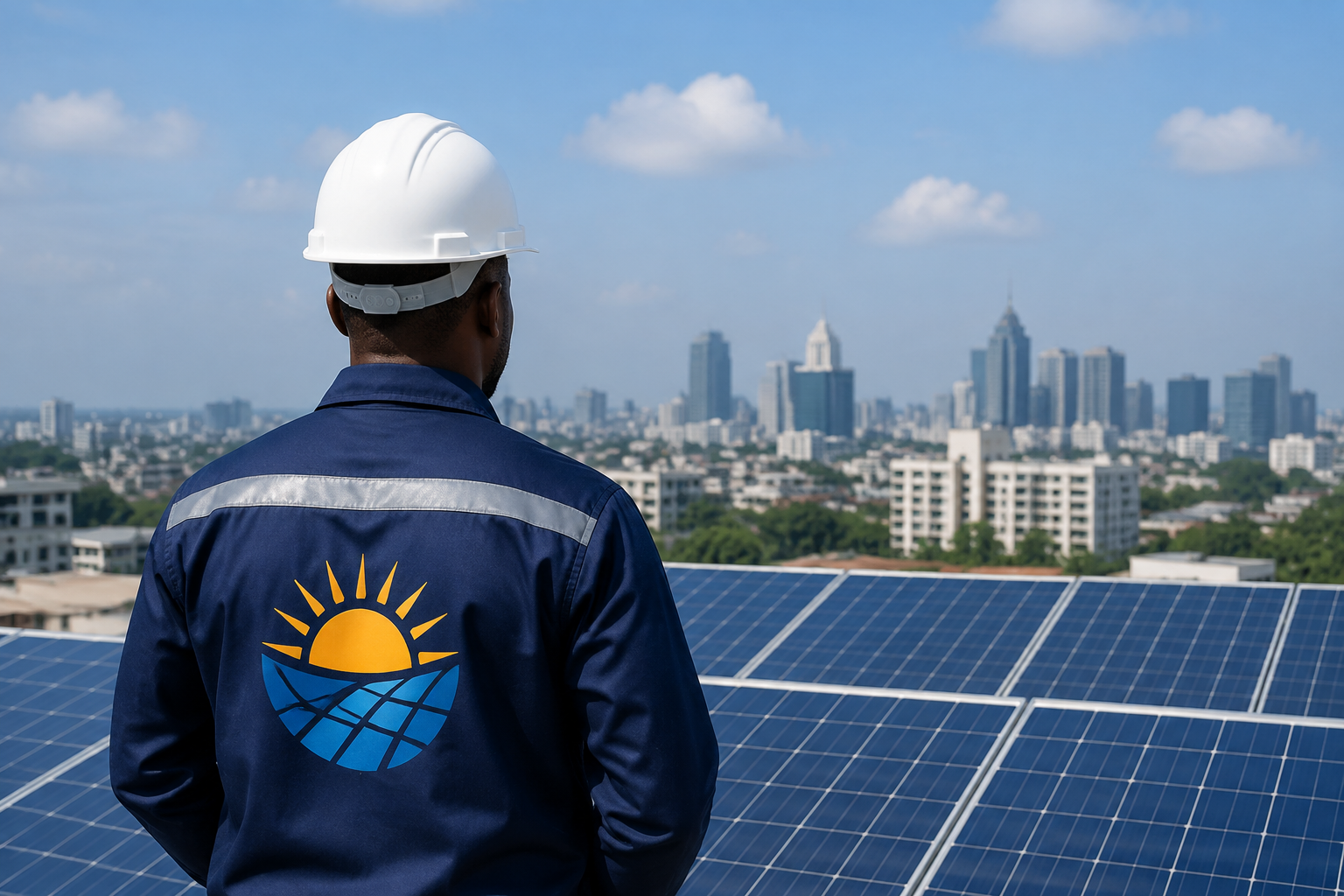 Solar-ites engineer overlooking rooftop solar panels